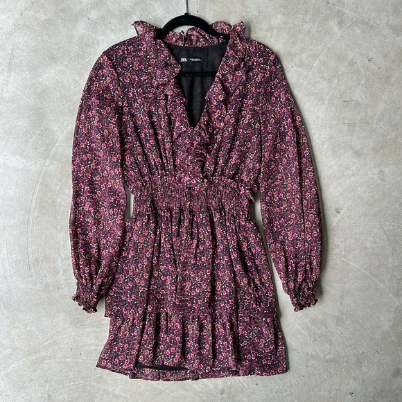 ZARA floral print long sleeve dress - Picture 1 of 6